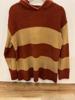 Lands’ End Rust & Tan Chenille Hooded Pullover — XL (NWOT)
